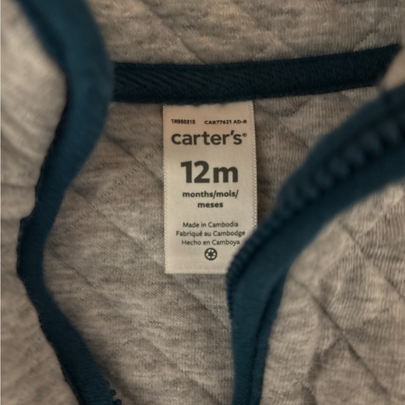 OLD NAVY VEST BOY 12 MONTHS GRAY AND BLUE. - Picture 3 of 3